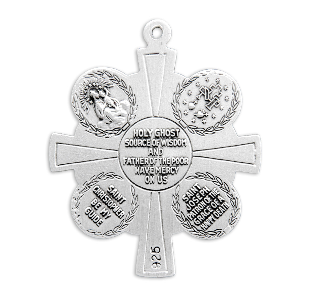 Sterling Silver 4-Way Cross Medal Pendant with Chain