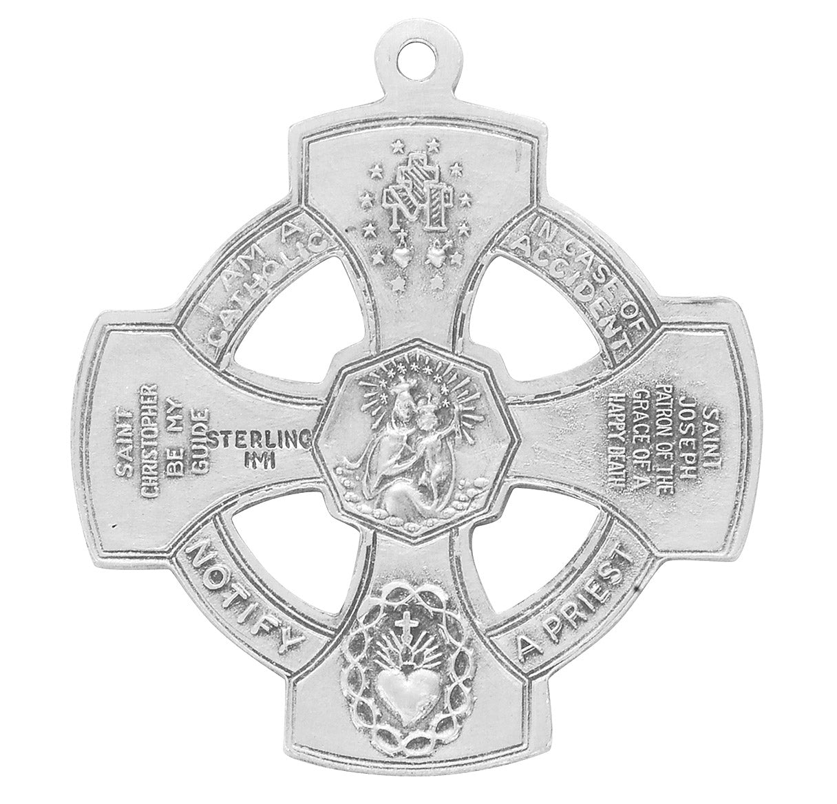 Sterling Silver 5-Way Medal Pendant with Chain