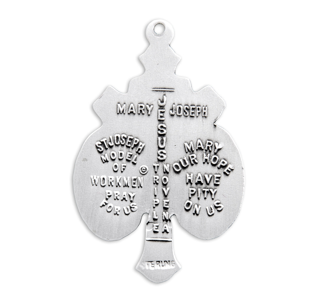 Sterling Silver Jesus-Mary-Joseph Medal Pendant with Chain