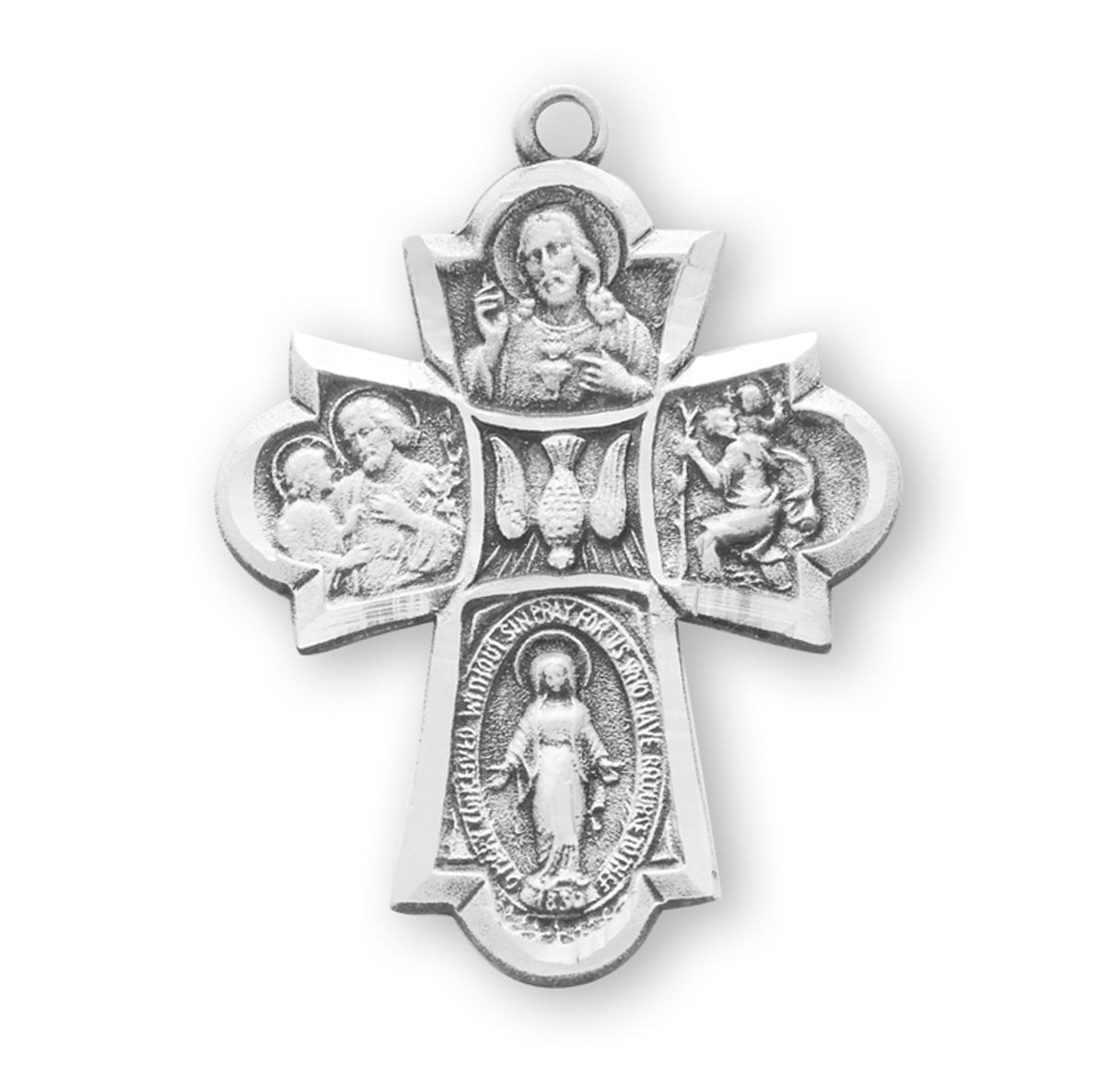 Sterling Silver 4-Way Cross Medal Pendant with Chain