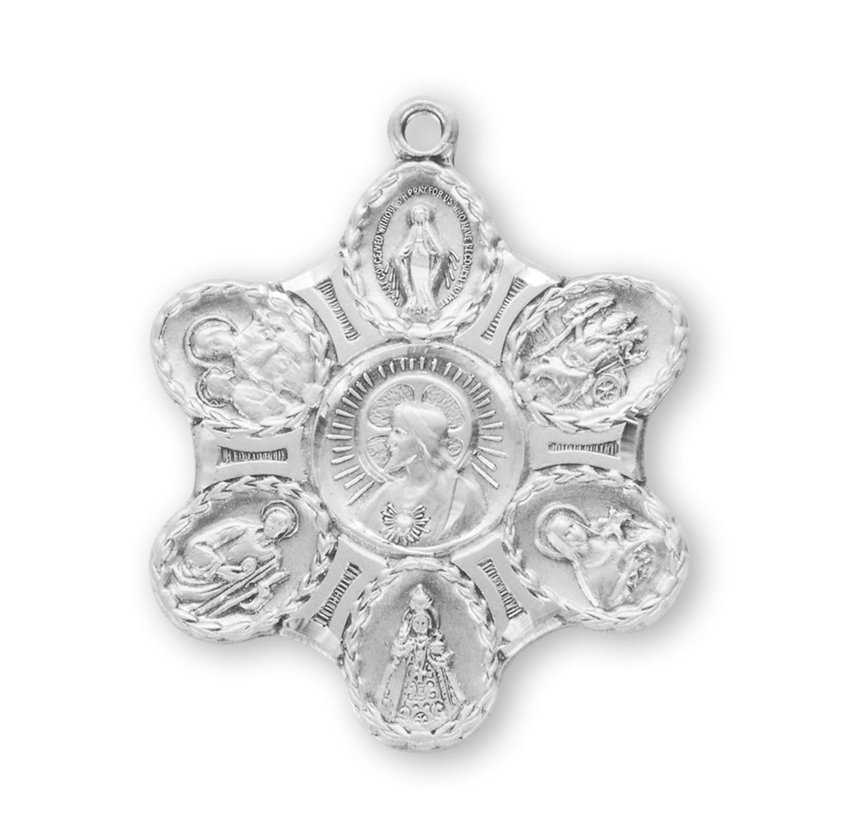 Sterling Silver Seven-Way Medal Pendant with Chain