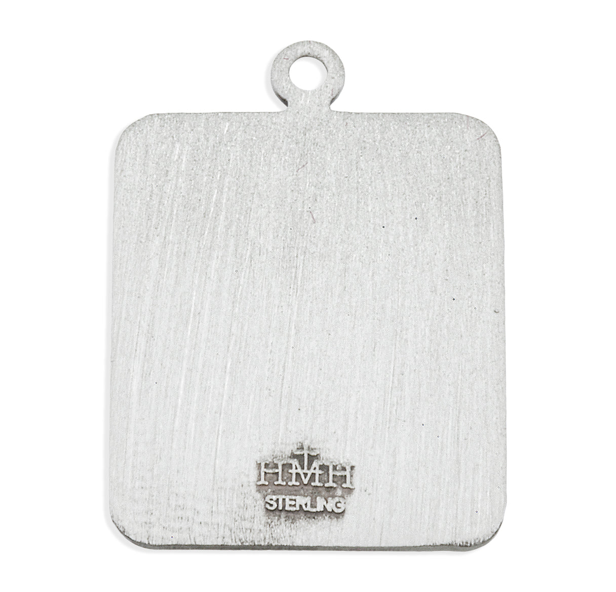 Saint Christopher Protect Us Square Sterling Silver Medal Pendant with Chain