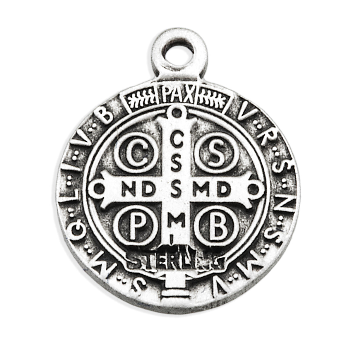 Saint Benedict Protection Round Jubilee Sterling Silver Medal Pendant with Chain