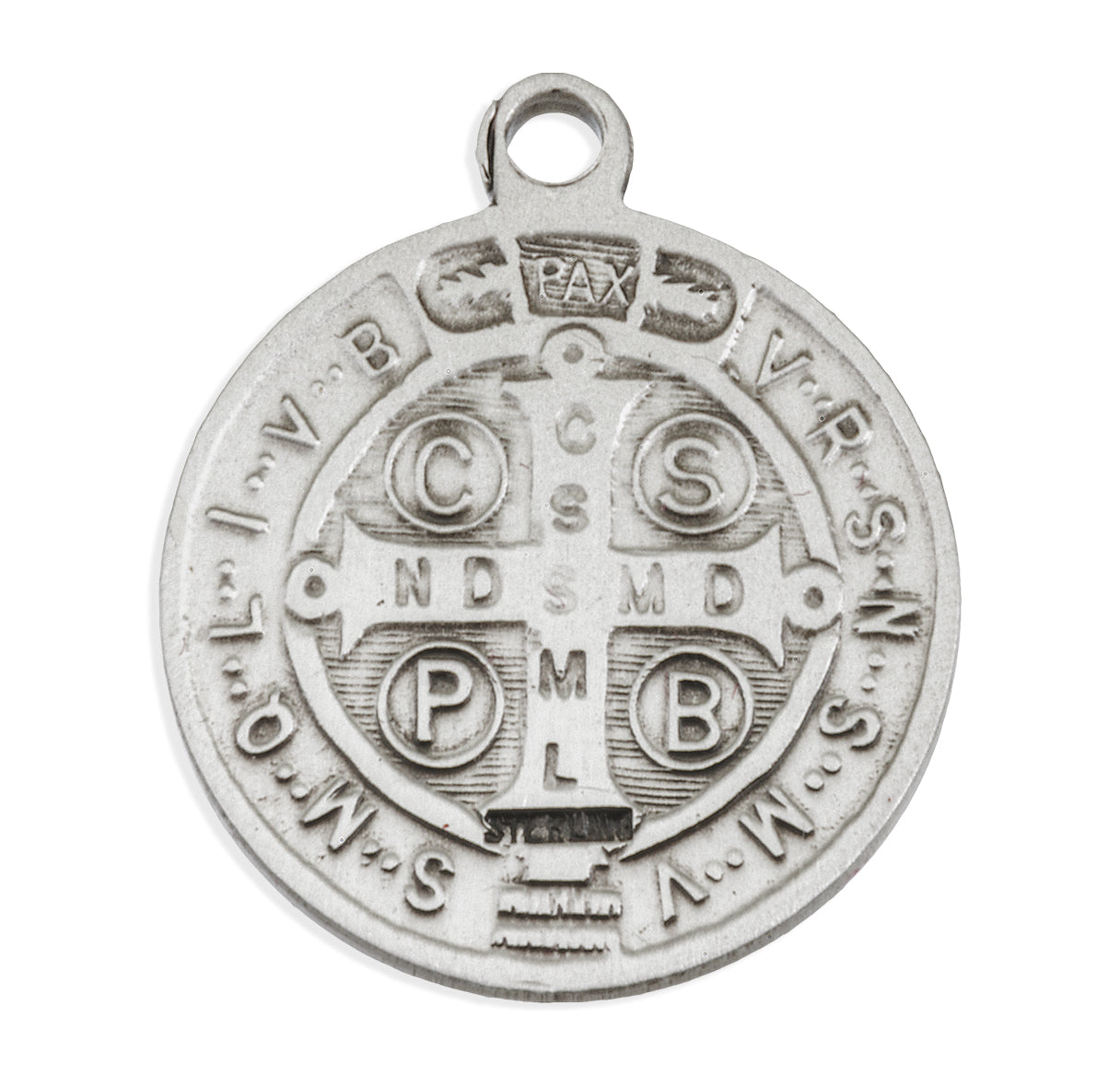 Saint Benedict Protection Round Jubilee Sterling Silver Medal Pendant with Chain