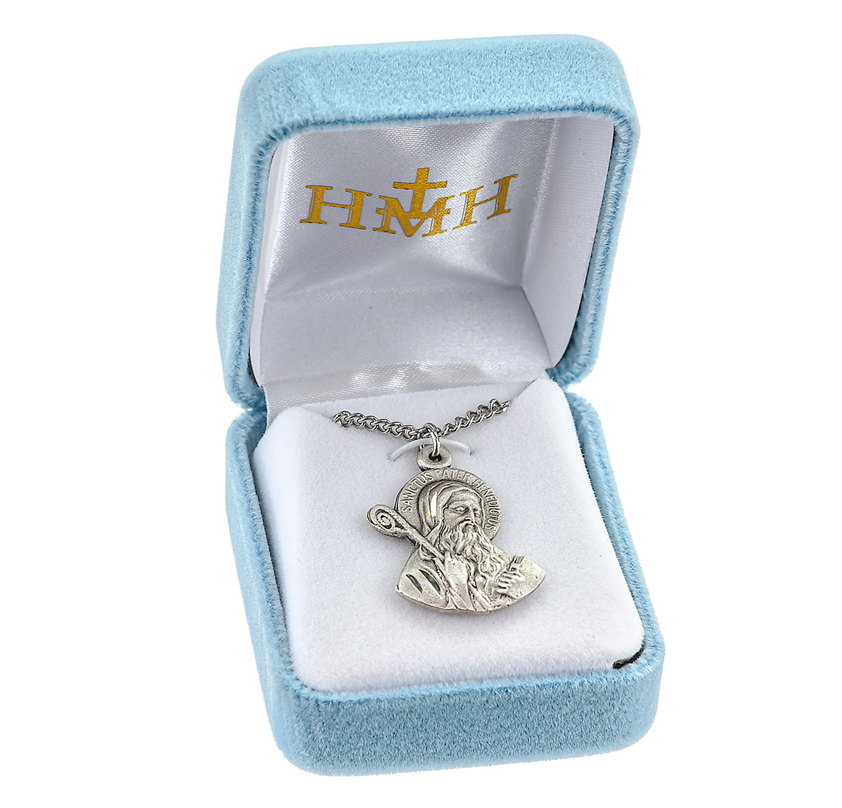 Saint Benedict Protection Sterling Silver Medal Pendant with Chain