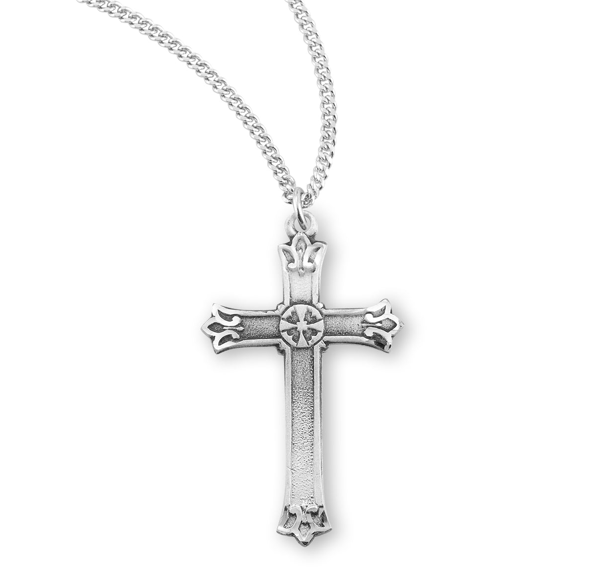 Sterling Silver Flared Tip Designed Cross