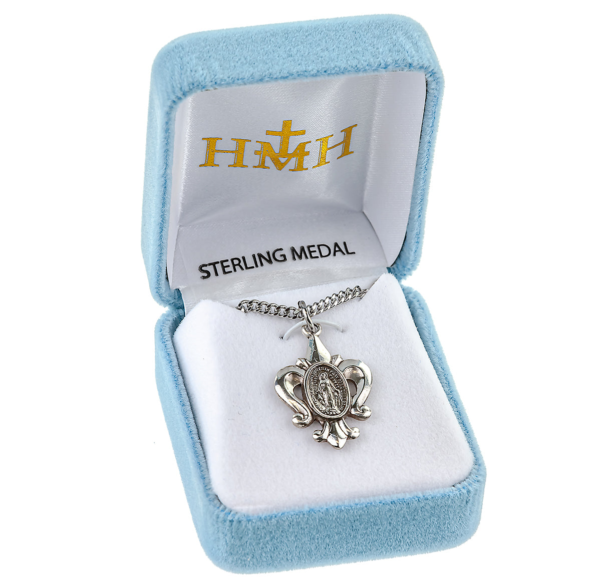 Sterling Silver Miraculous Medal Pendant with Chain