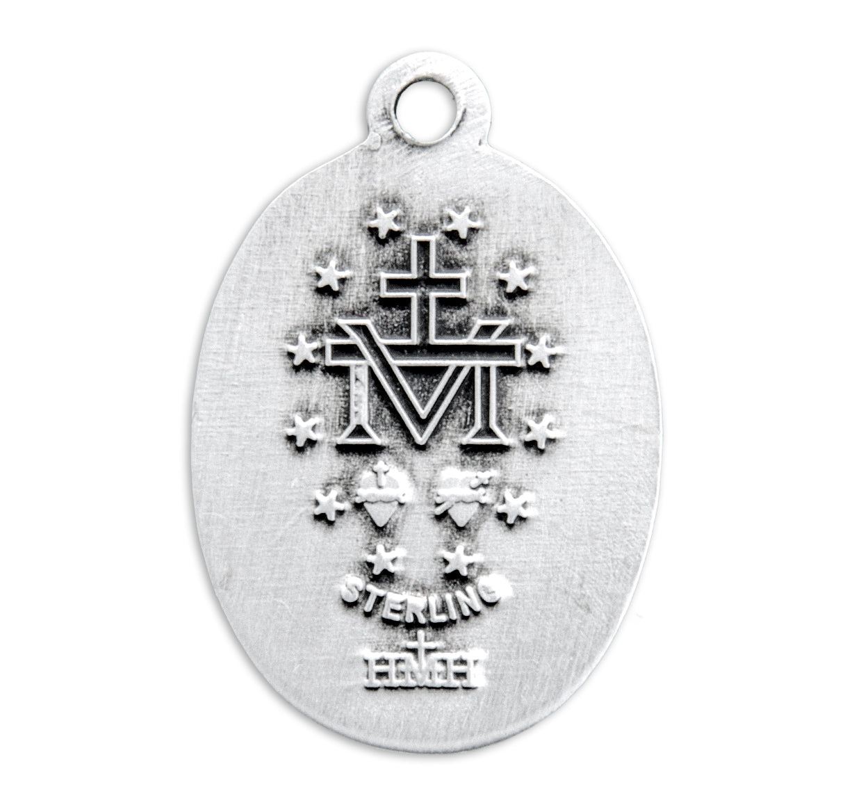 Sterling Silver Oval Miraculous Medal Pendant with Chain