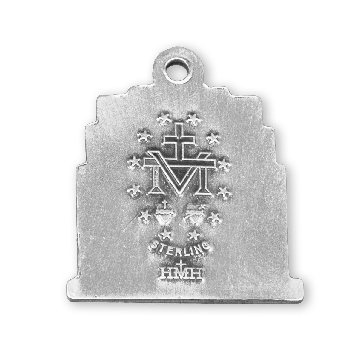 Sterling Silver Multi-Step Miraculous Medal Pendant with Chain