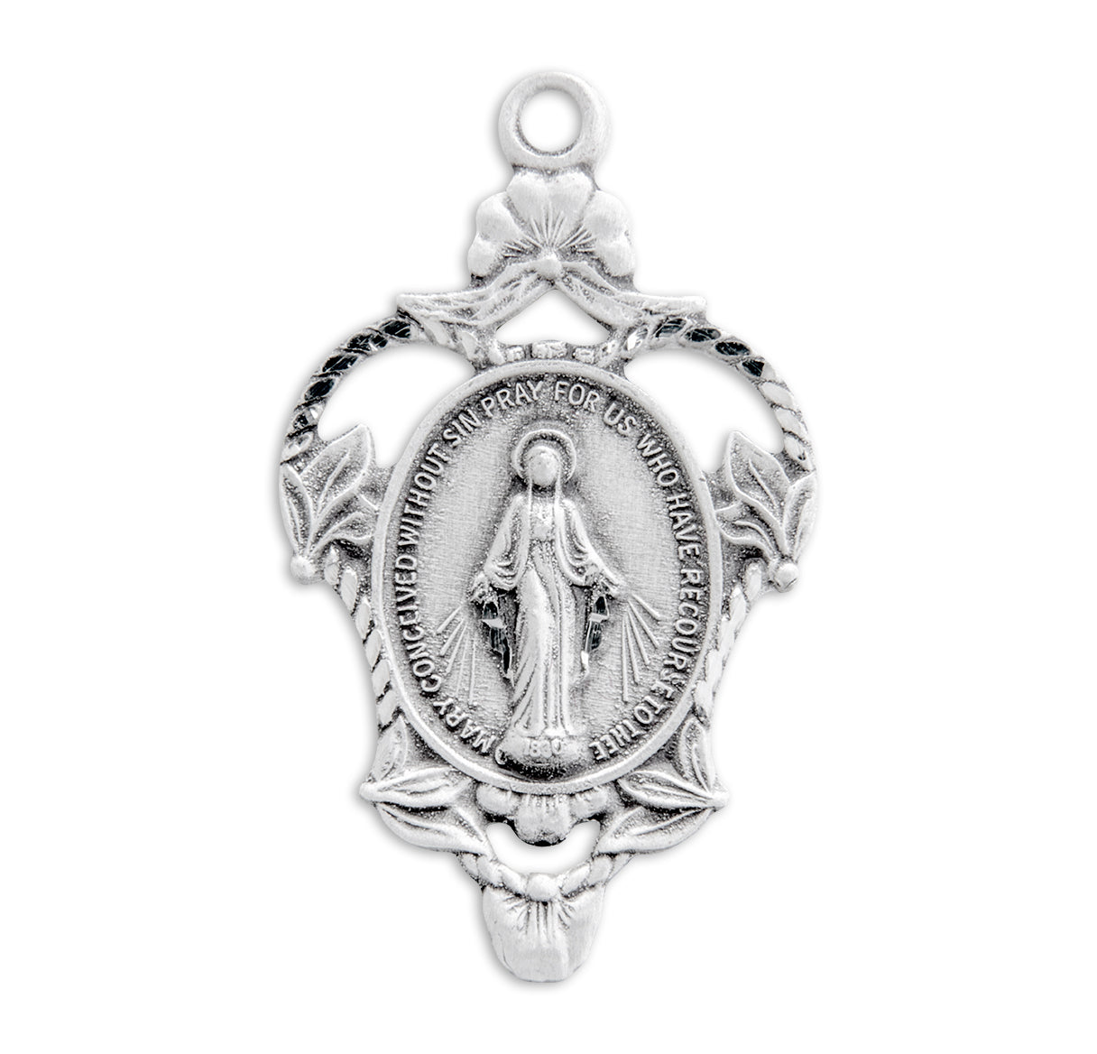 Sterling Silver Medal Pendant with Chain Miraculous Medal Pendant with Chain