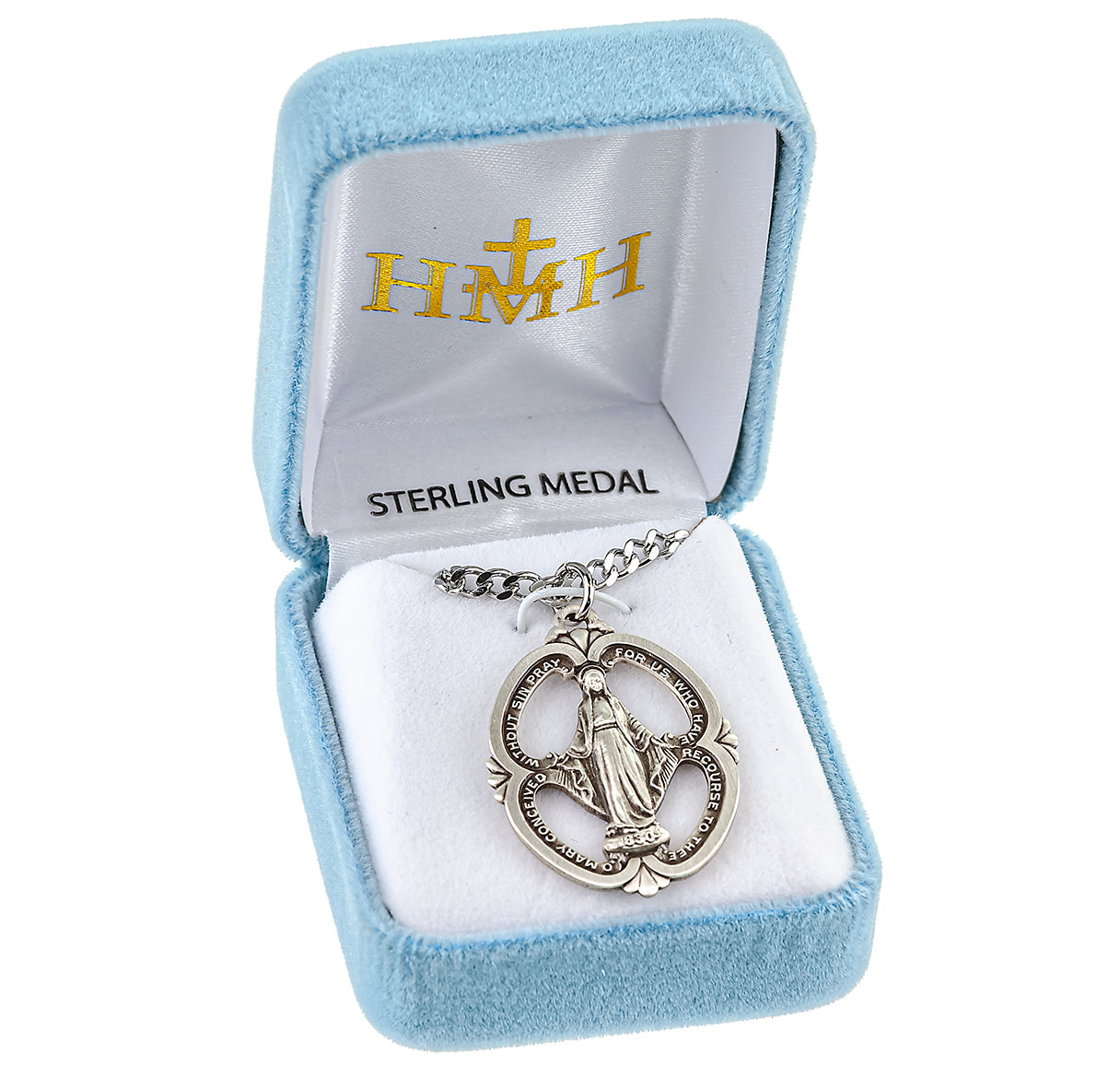 Sterling Silver Miraculous Medal Pendant with Chain