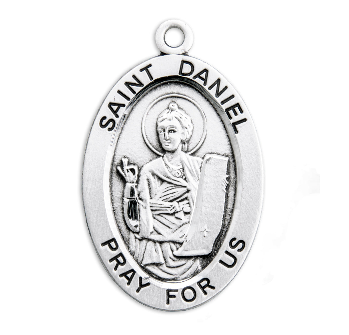Patron Saint Daniel Oval Sterling Silver Medal Pendant with Chain