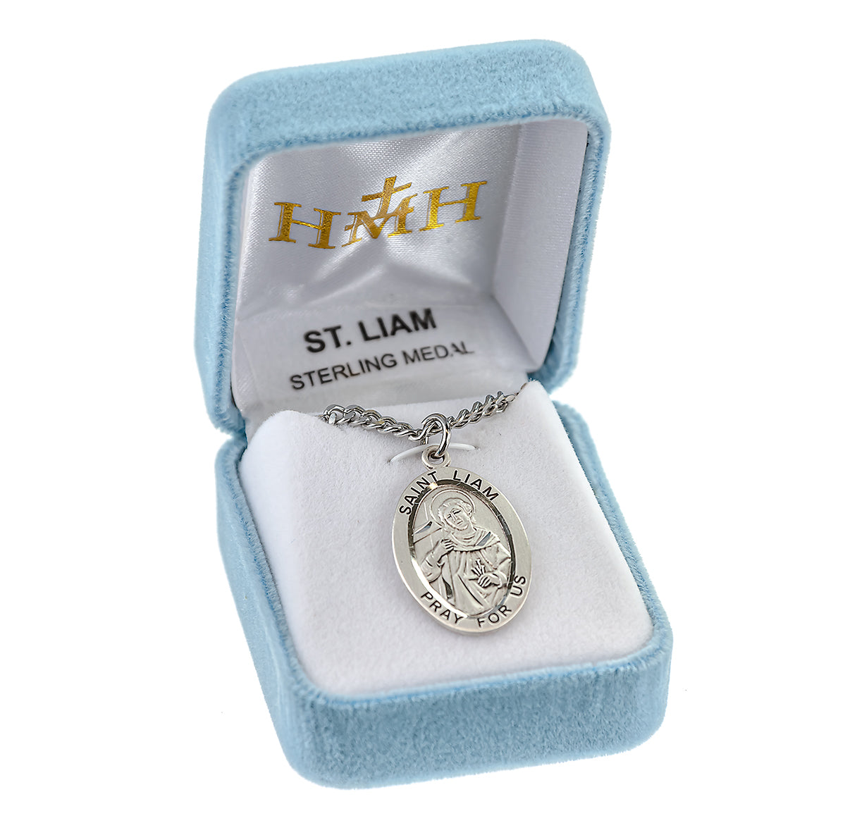 Patron Saint Liam Oval Sterling Silver Medal Pendant with Chain