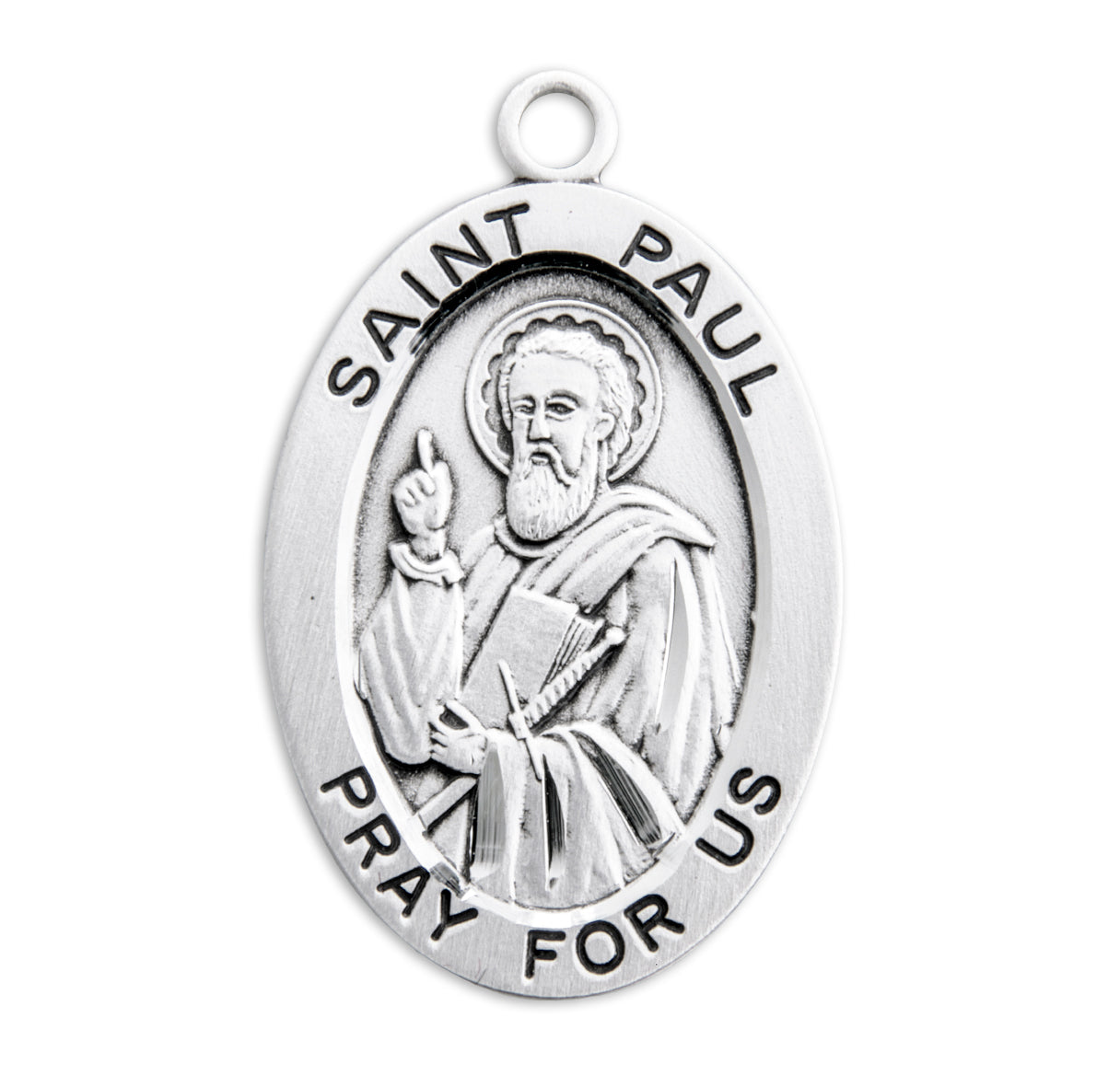 Patron Saint Paul Oval Sterling Silver Medal Pendant with Chain