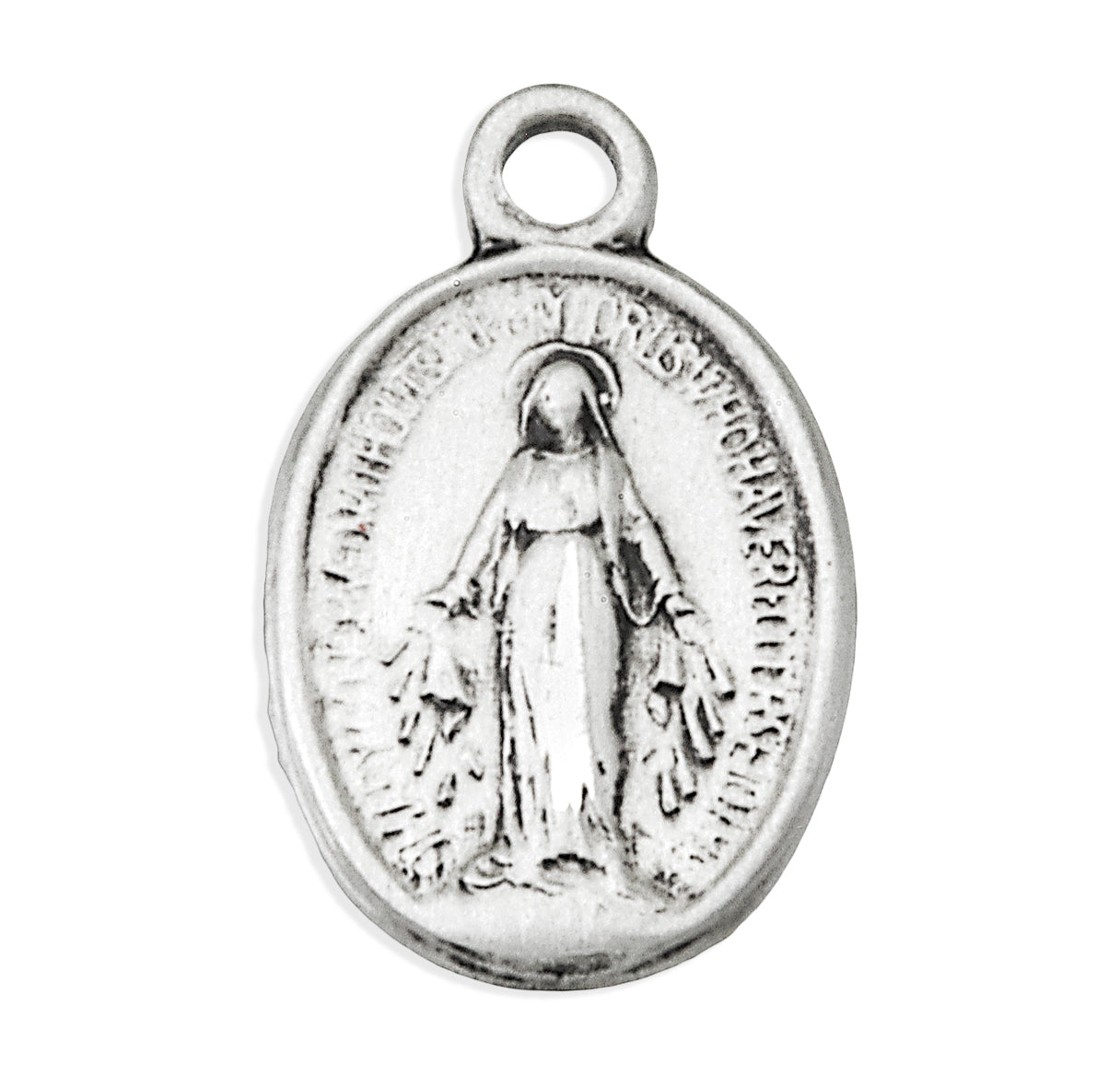 Sterling Silver Oval Miraculous Medal Pendant with Chain