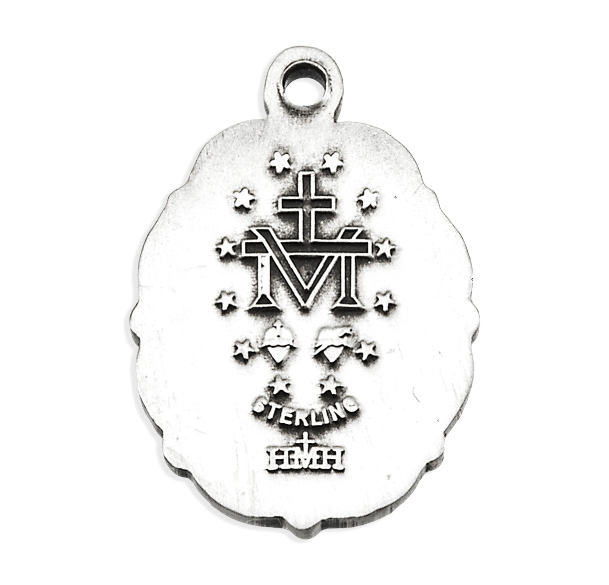 Sterling Silver Oval Miraculous Medal Pendant with Chain