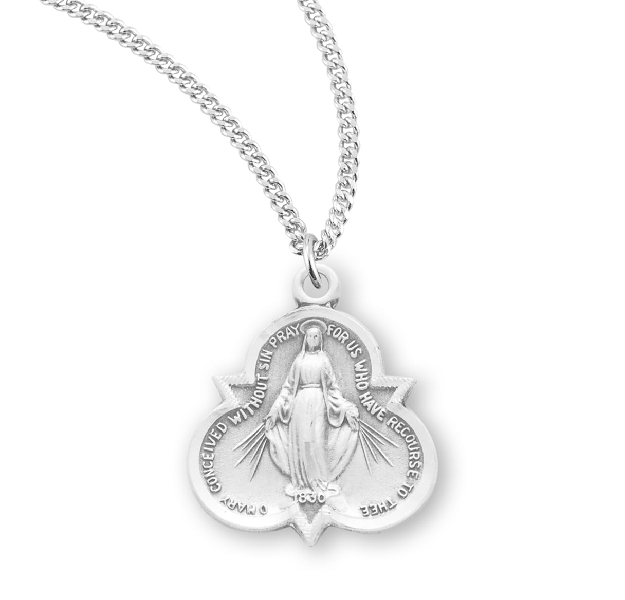 Sterling Silver Miraculous Medal Pendant with Chain