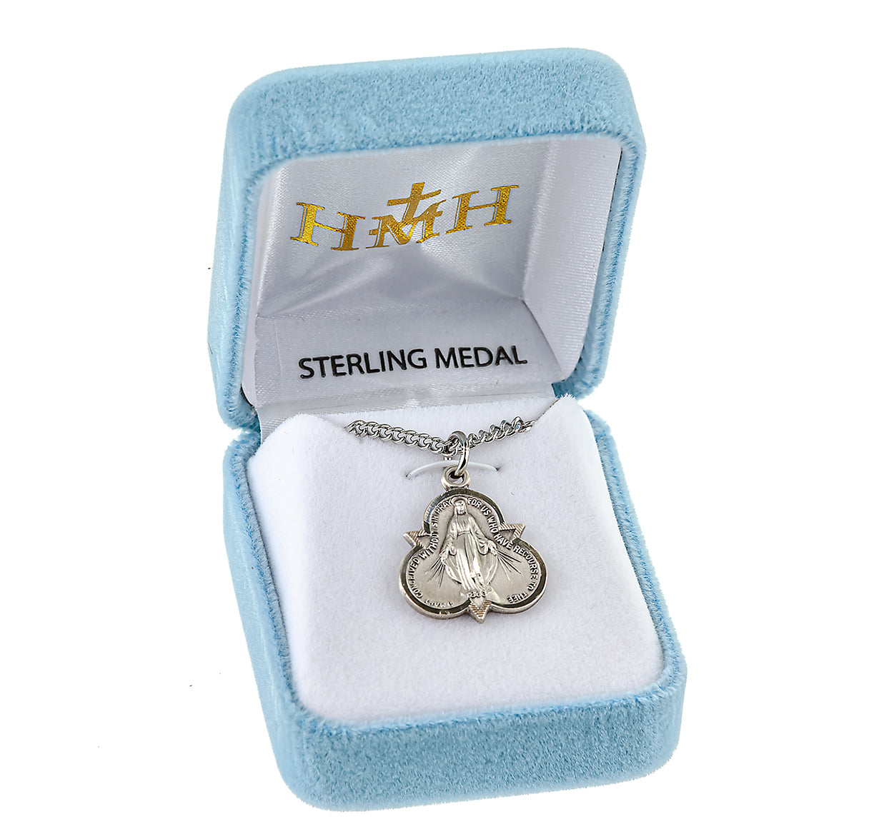 Sterling Silver Miraculous Medal Pendant with Chain