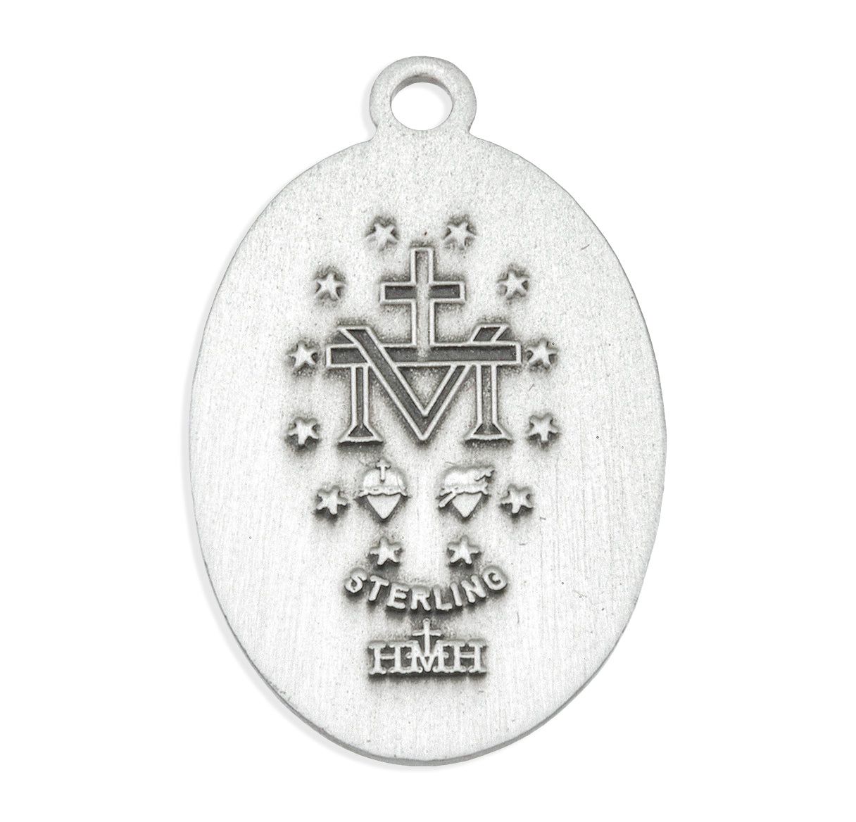 Sterling Silver Oval Miraculous Medal Pendant with Chain