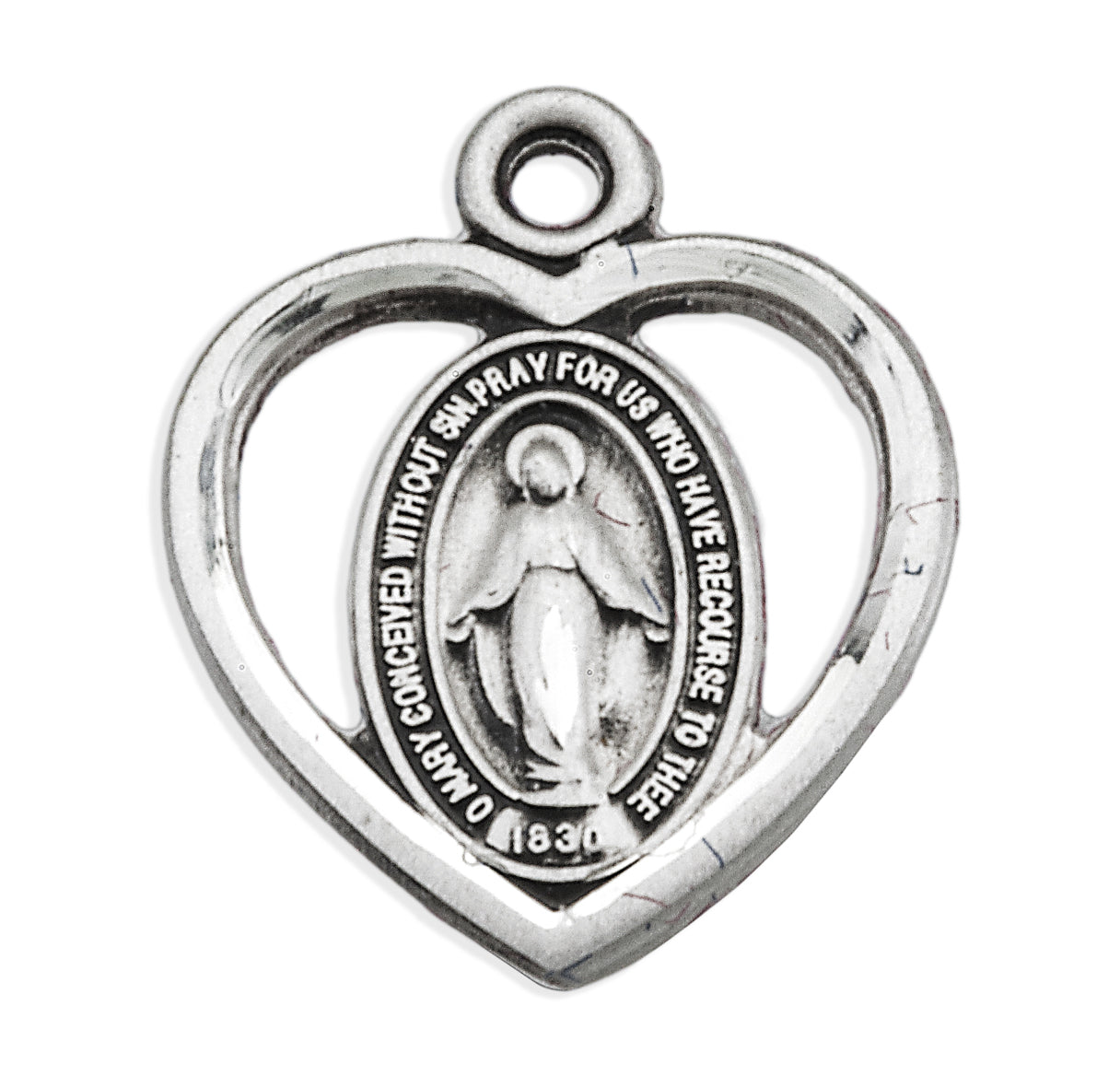 Sterling Silver Miraculous Medal Pendant with Chain