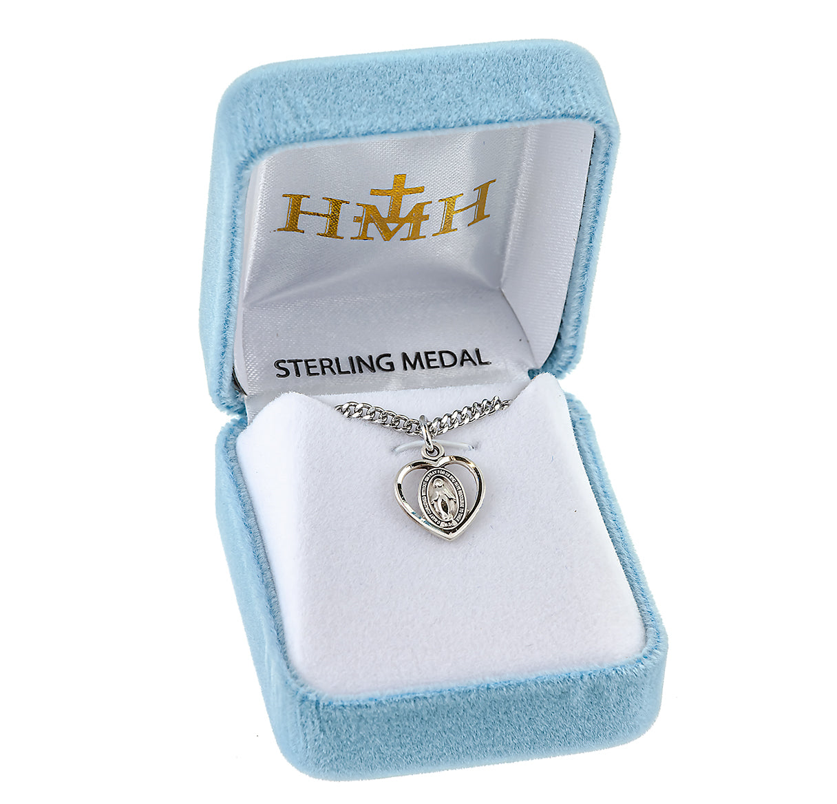 Sterling Silver Miraculous Medal Pendant with Chain