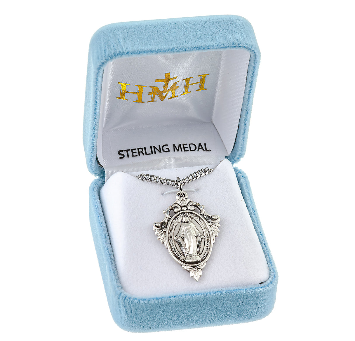 Sterling Silver Miraculous Medal Pendant with Chain