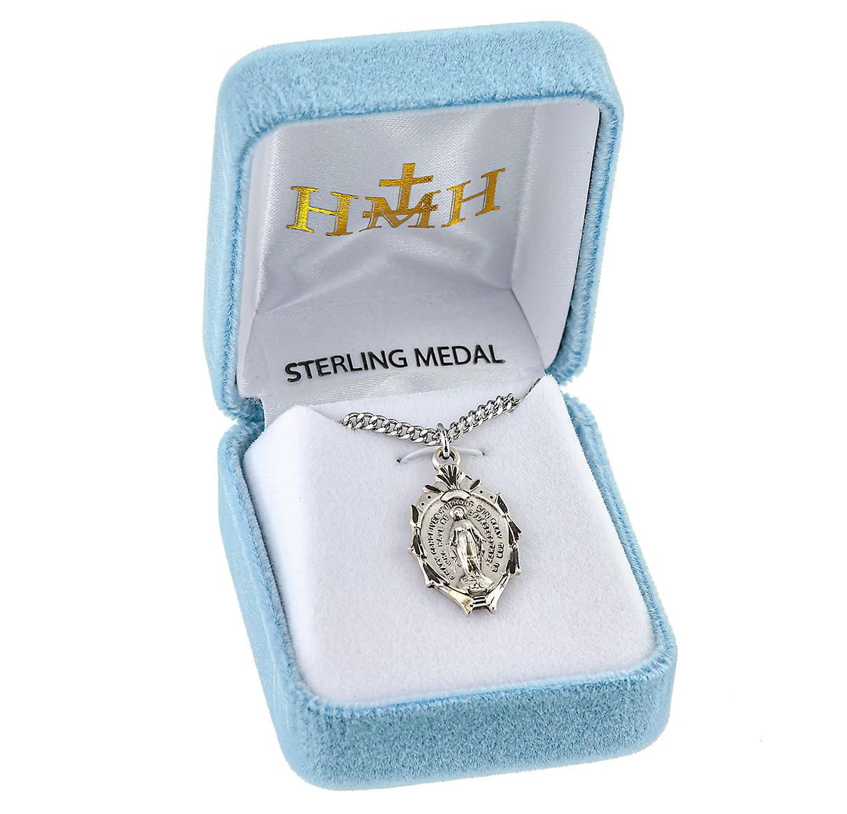 Sterling Silver Miraculous Medal Pendant with Chain