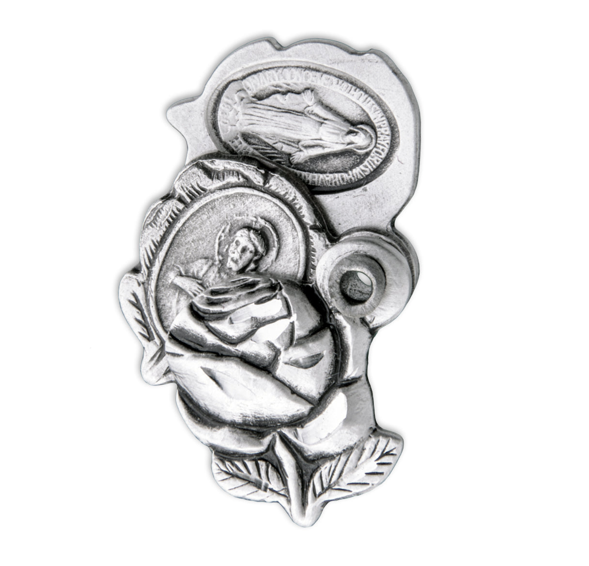 Sterling Silver Small Rose Bud Triple Slide Medal Pendant with Chain