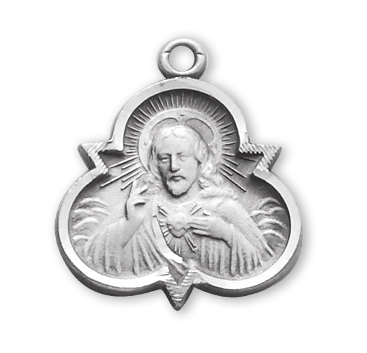 Sterling Silver Scapular Sacred Heart of Jesus Medal Pendant with Chain