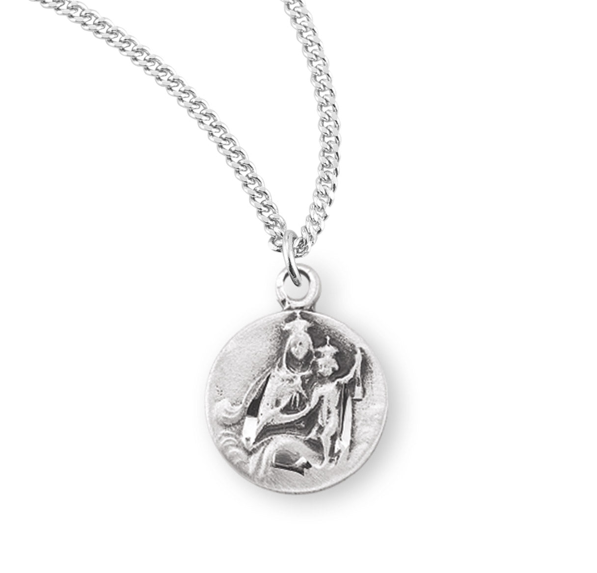 Sterling Silver Scapular Sacred Heart of Jesus Medal Pendant with Chain