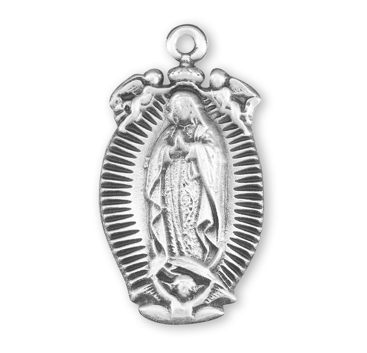 Our Lady of Guadalupe Sterling Silver Medal Pendant with Chain
