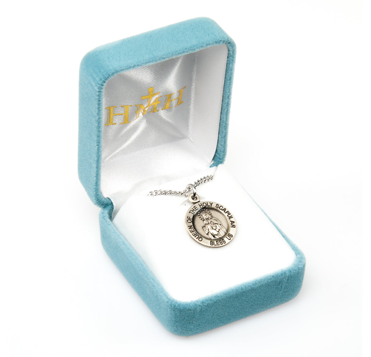 Sterling Silver Holy Scapular Medal Pendant with Chain
