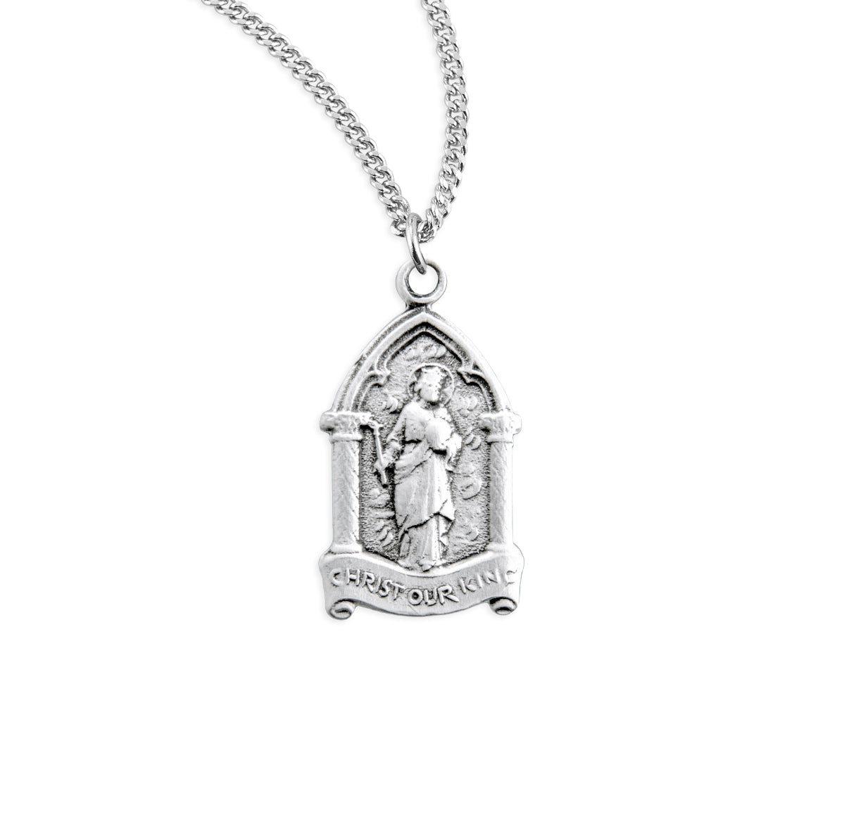 Christ Our King Sterling Silver Medal Pendant with Chain