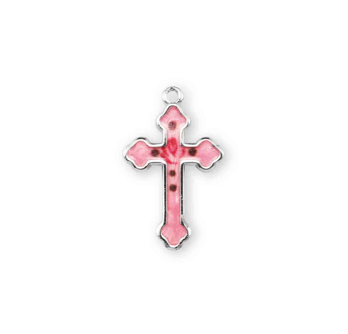 Sterling Silver Pink Enameled Cross