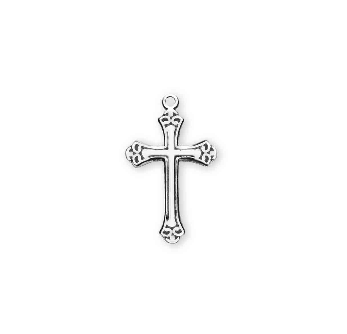 Swirl Tip Black Enameled Sterling Silver Cross