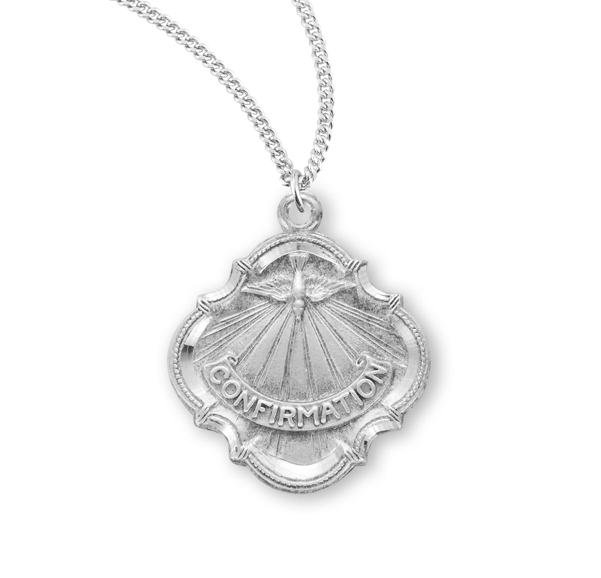 Holy Spirit Sterling Silver Confirmation Medal Pendant with Chain