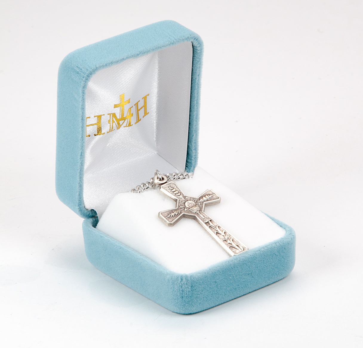 First Communion Round Sterling Silver Medal Pendant with Chain