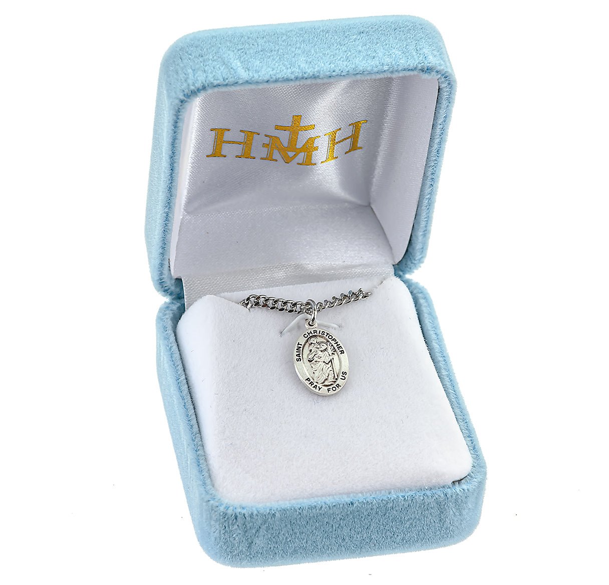 Saint Christopher Oval Sterling Silver Medal Pendant with Chain