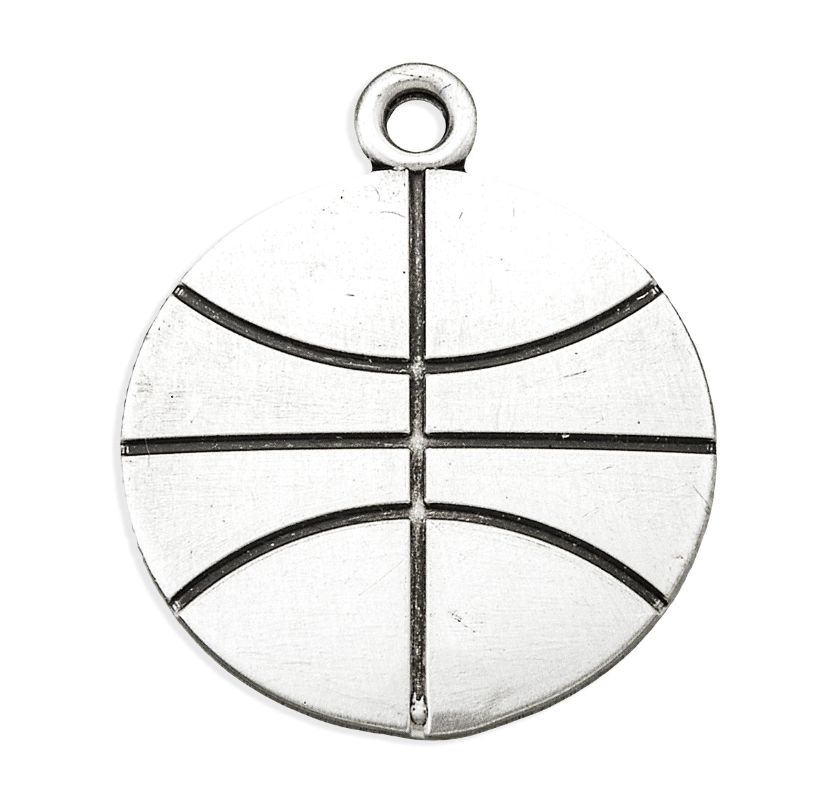 Saint Christopher Sterling Silver Basketball Athlete Medal Pendant with Chain