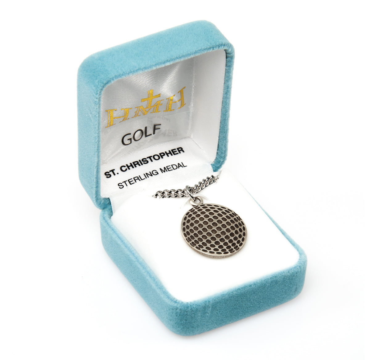 Saint Christopher Sterling Silver Golf Athlete Medal Pendant with Chain