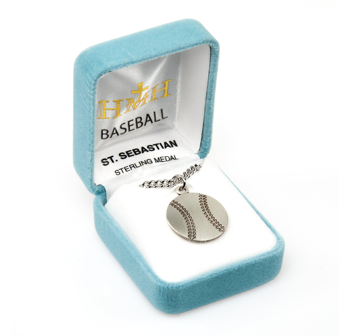 Saint Sebastian Sterling Silver Baseball Athlete Medal Pendant with Chain