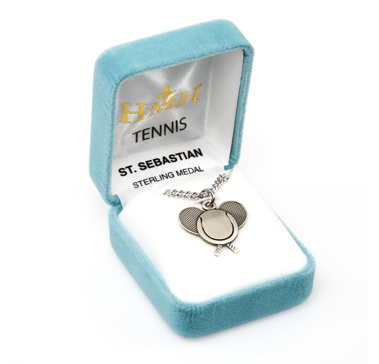 Saint Sebastian Sterling Silver Tennis Athlete Medal Pendant with Chain