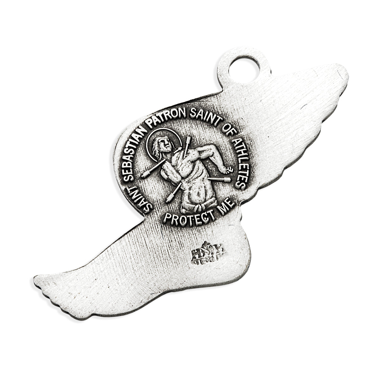 Saint Sebastian Sterling Silver Track Athlete Medal Pendant with Chain