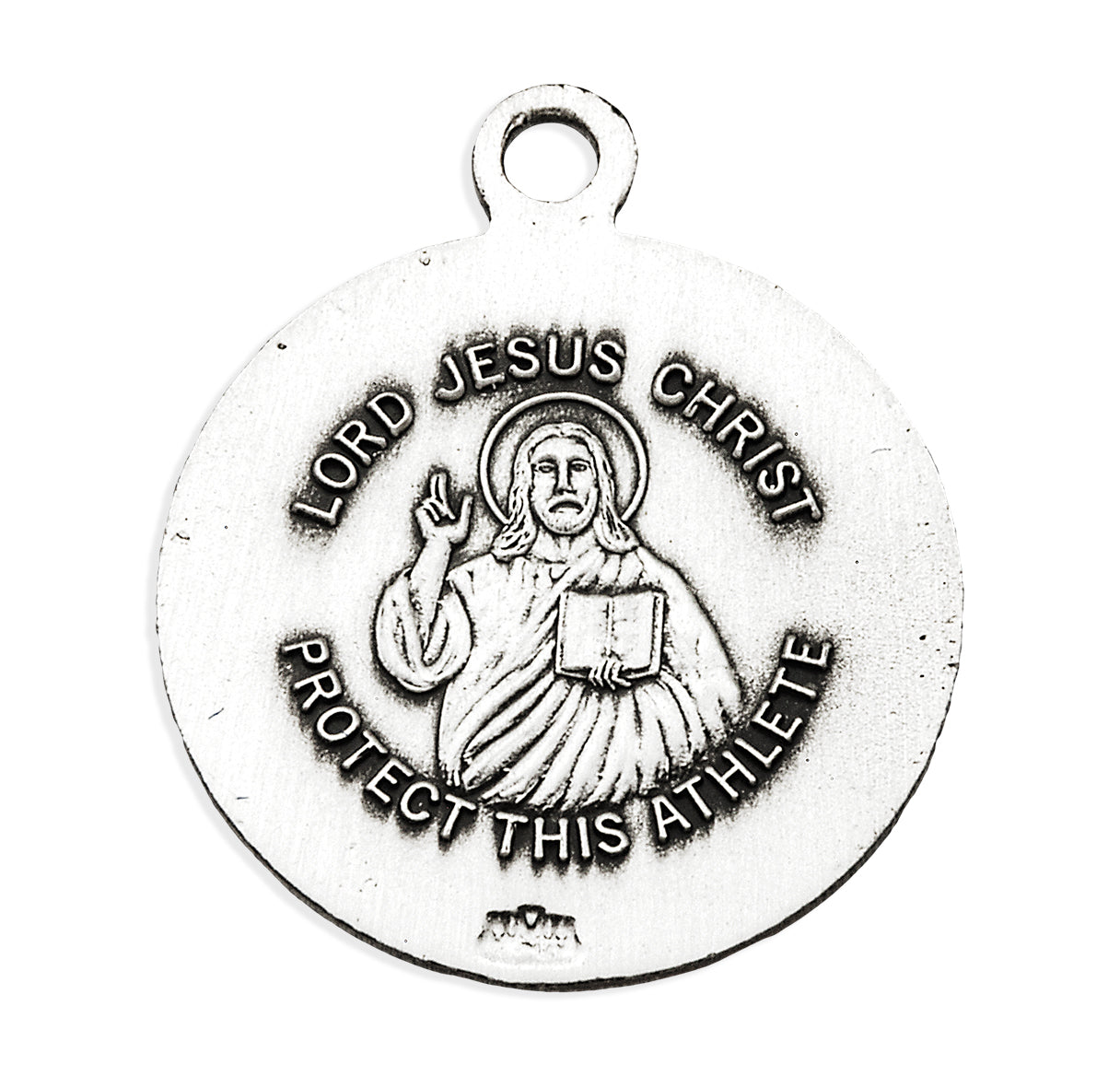 Lord Jesus Christ Sterling Silver Golf Athlete Medal Pendant with Chain
