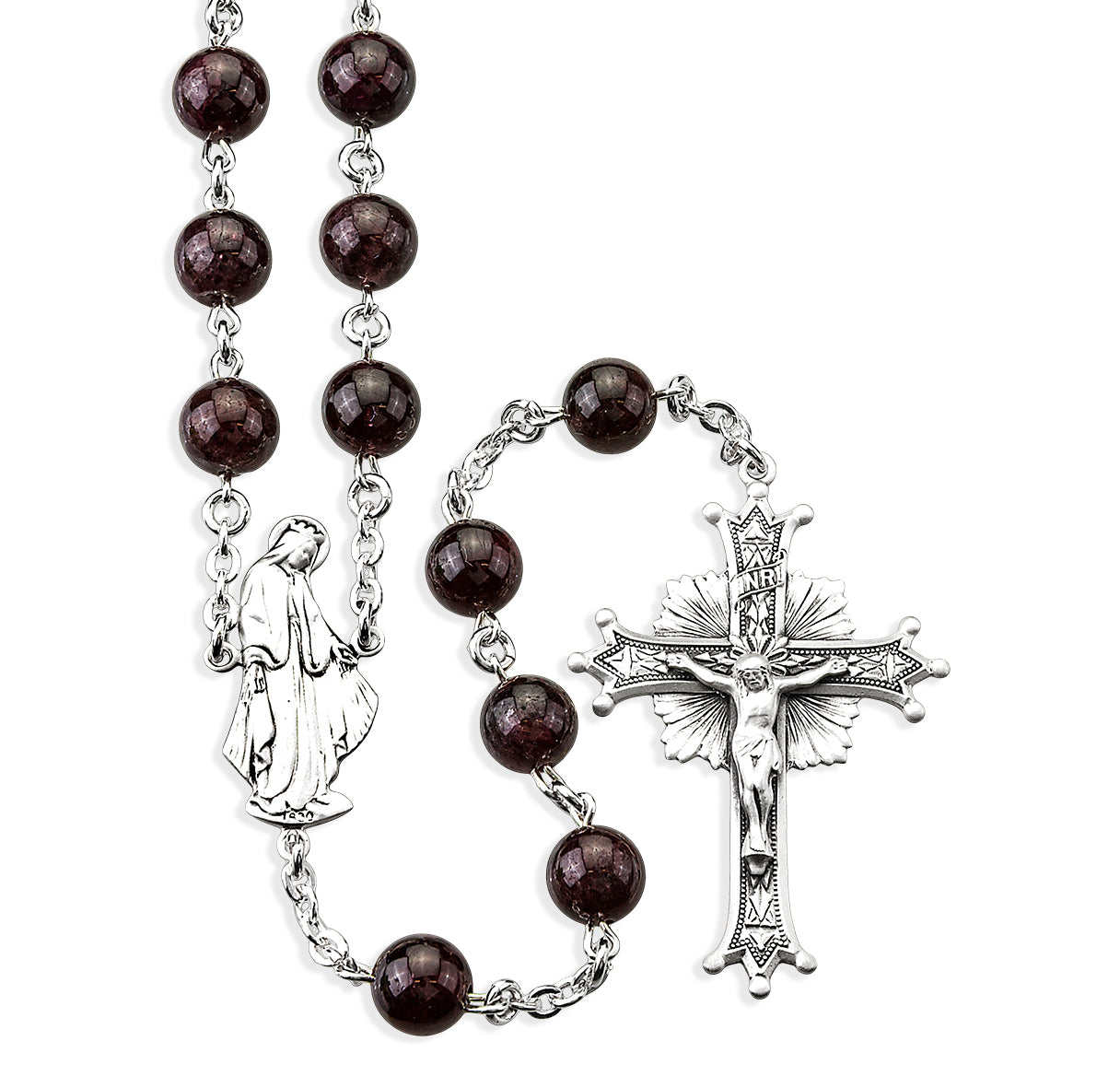 8mm Round Genuine Garnet Beads