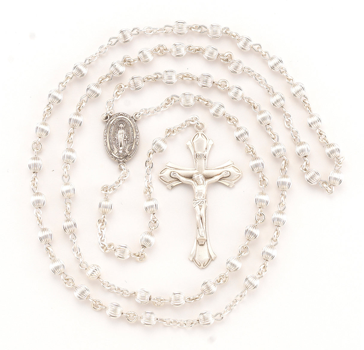 5mm Straight Corrugated Sterling Silver Rosary