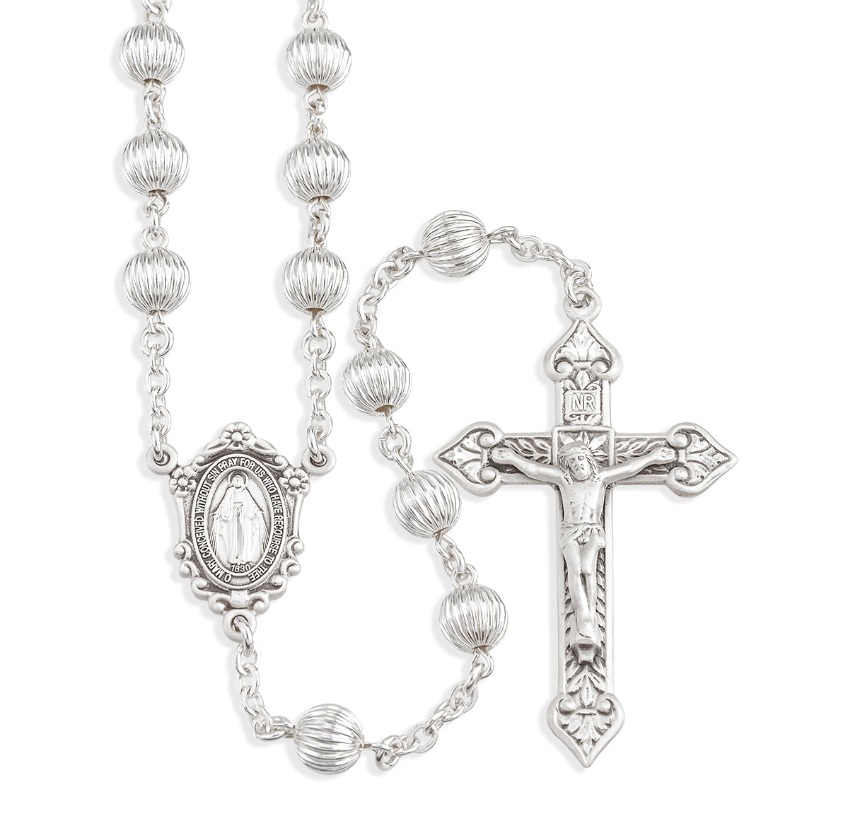 6mm Straight Corrugated Sterling Silver Rosary