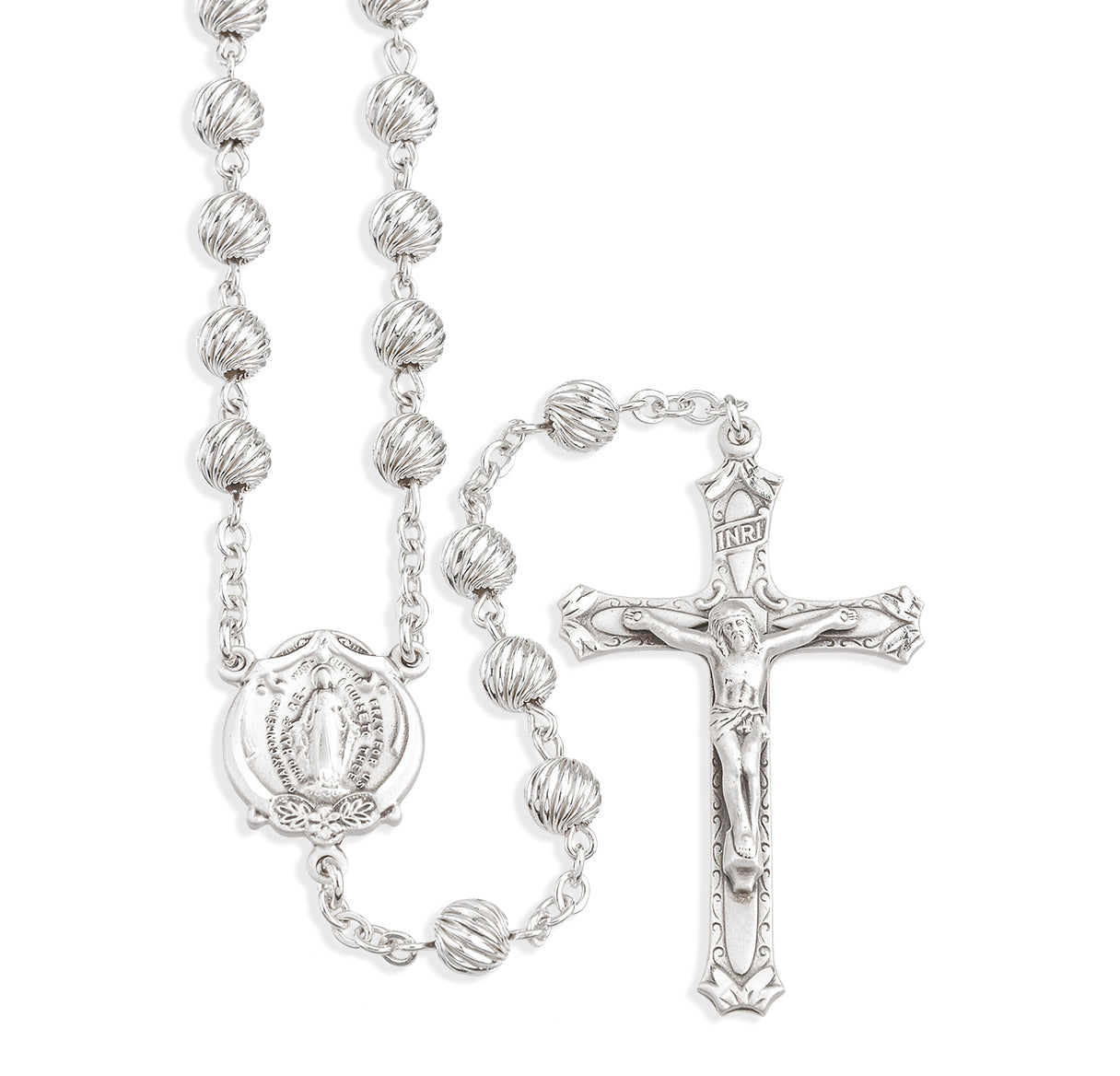 6mm Spiral Corrugated Sterling Rosary