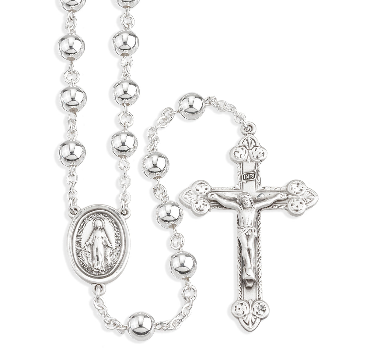 7mm High Polished Sterling Silver Rosary