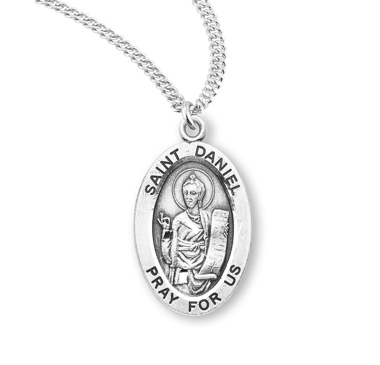 Patron Saint Daniel Oval Sterling Silver Medal Pendant with Chain